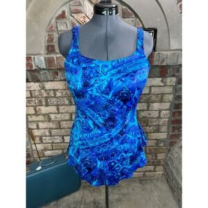 Maxine of hollywood one piece swimsuit geometric blue green